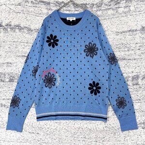 Mila Schon Floral & Dot Embroidered Knit Sweater with Lurex Lines Autumn/Winter